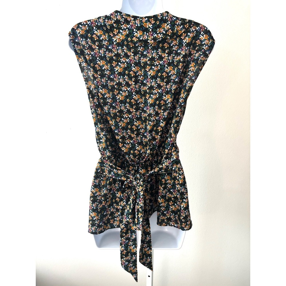 Romantic Boho Floral Ruffle Plunge Blouse Size 2X Soft Drape Femme Chic Wear - Picture 10 of 13